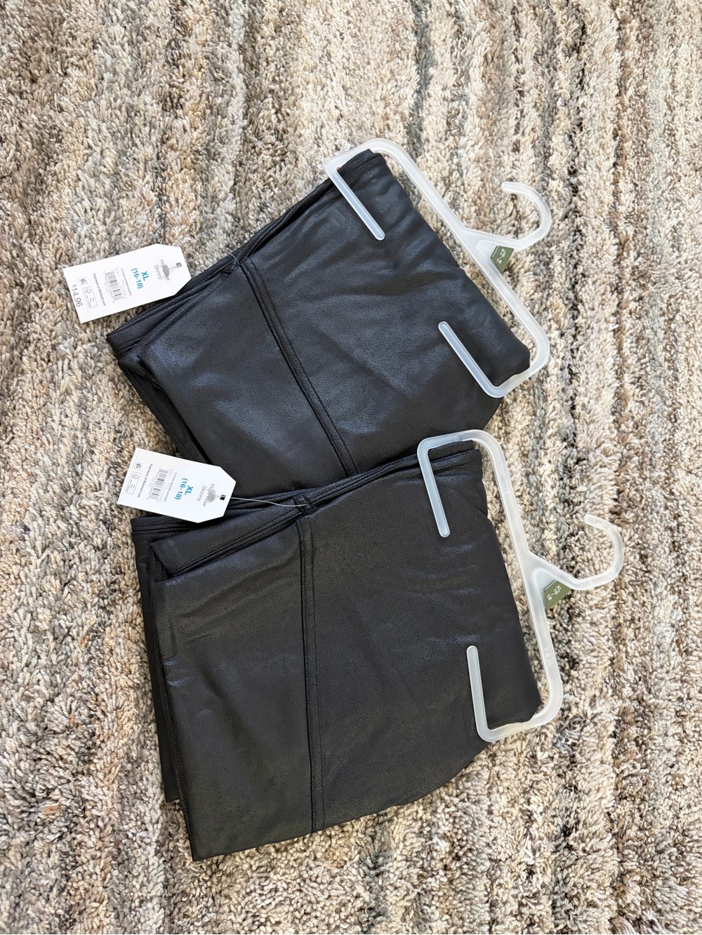 Time and Tru Black Faux-Leather Leggings - 2 Pack